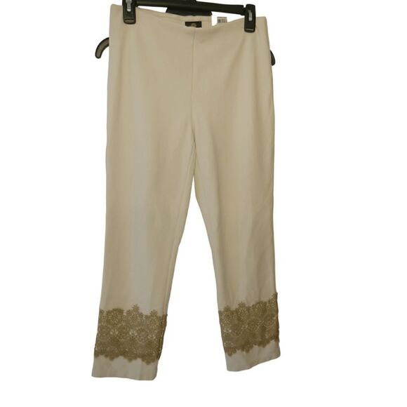 JM COLLECTION Petite Lace-Hem Ponte Pants PM - Picture 3 of 6